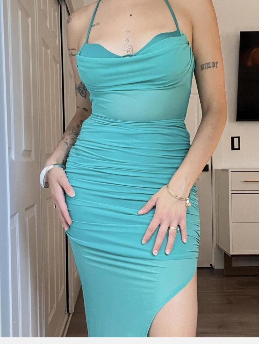 Teal Halter Dress
